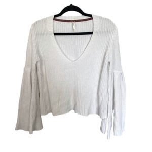 FREE People Damsel Bell Sleeve Sweater white size small